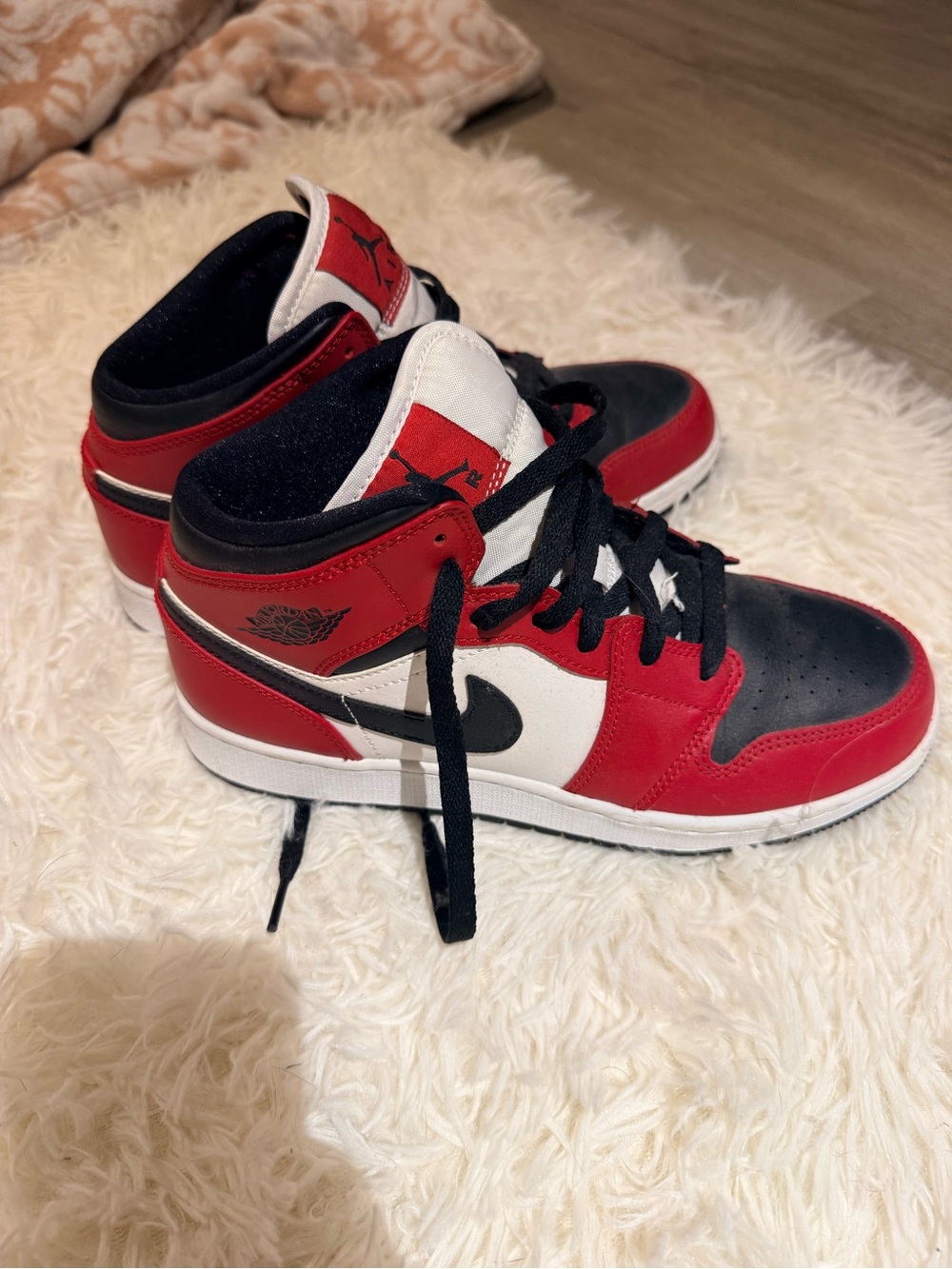Jordan Kids Red, Black & White High-Top Sneakers